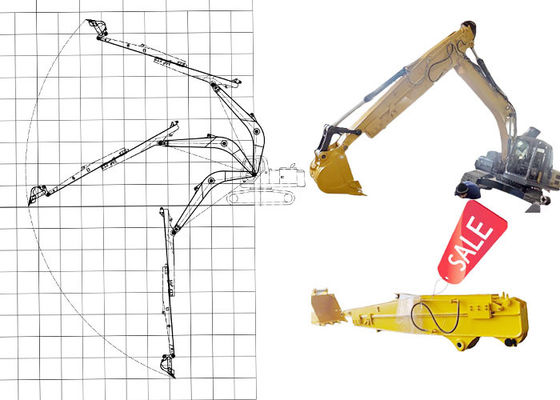 kualitas  12M Excavator Telescopic Long Arm Extended Boom For Cat Hitachi Komatsu pabrik