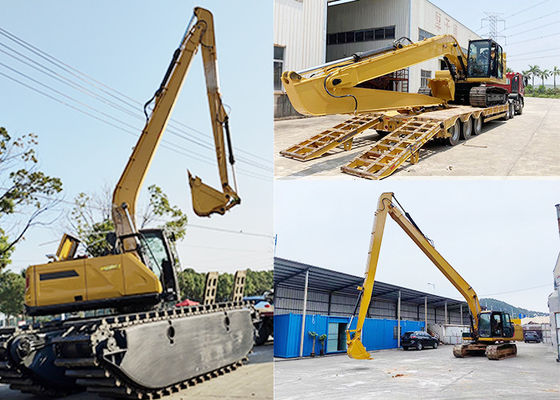 20m Excavator Long Reach Boom Arm Untuk Pengungsian Pasir tanah dasar yang dalam
