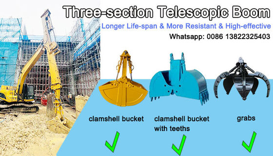 30m 35m Long Reach Clamshell Telescopic Arm Tiga Bagian Excavator Dipper Arm