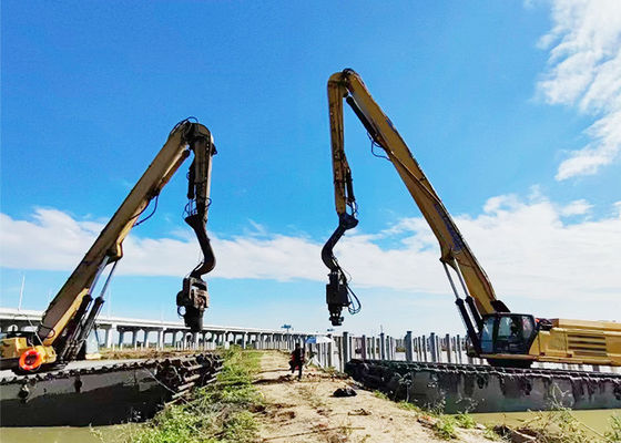 Q355B / Q690D Hydraulic Excavator Pile Driver Boom Dengan Tinggi Tumpukan 19m