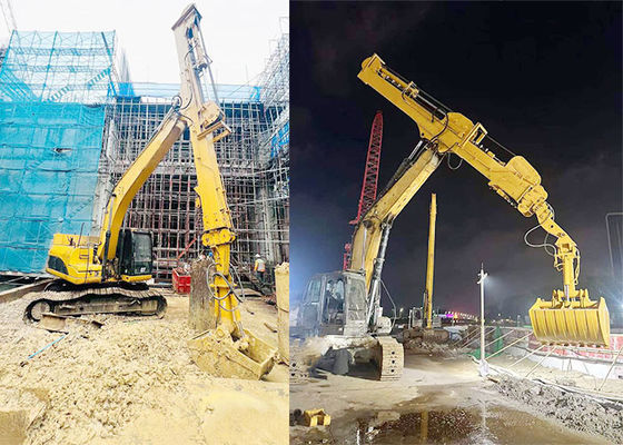 BS900E 3 Bagian Panjang Telescopic Dipper Arm Untuk Kucing Hitachi Komatsu Penggali