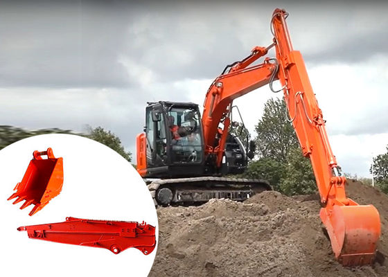 12M Telescopic Excavator Sliding Boom Arm With Bucket Untuk Menggali Lubang Yayasan