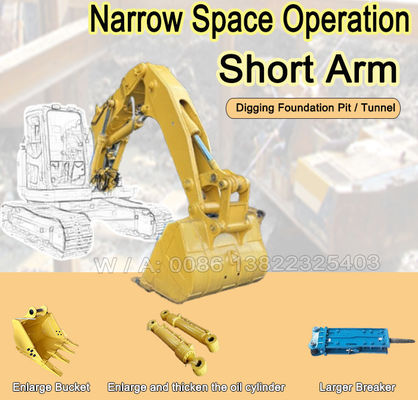 Peralatan Bangunan Boom Tunnel Excavator Arm Short Reach Q355B Material