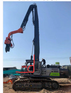 Custom Hydraulic Excavator Pile Driving Arm, Long Reach Foundation Pengeboran Boom