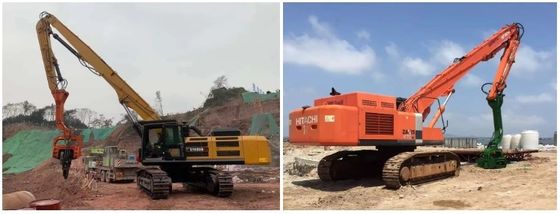 Custom Hydraulic Excavator Pile Driving Arm, Long Reach Foundation Pengeboran Boom