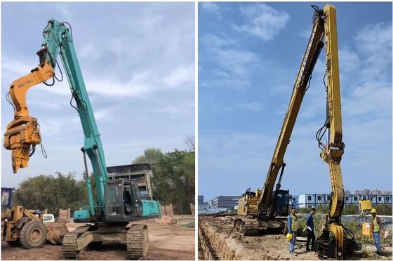 Custom Hydraulic Excavator Pile Driving Arm, Long Reach Foundation Pengeboran Boom