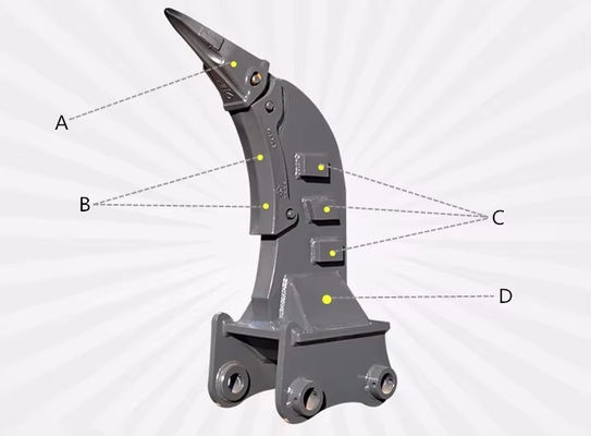Custom Vibration Control Hydraulic Ripper Untuk Excavator pertambangan atau konstruksi