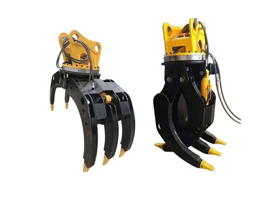6-8T Excavator Attachments Hydraulic Grapple Untuk Menggenggam Log Stone