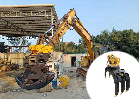 6-8T Excavator Attachments Hydraulic Grapple Untuk Menggenggam Log Stone