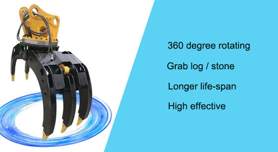 360 derajat Rotasi Angle Hydraulic Rotating Grapple untuk Material Handling