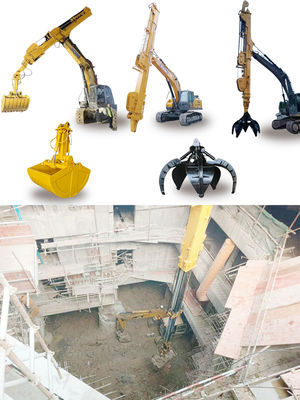 Telescopic Excavator dengan Clamshell Bucket Telescopic Boom untuk kucing hitachi komatsu