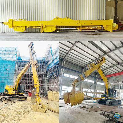 Excavator Telescopic Arm dengan Grapple Clamshell Bucket untuk Penggalian