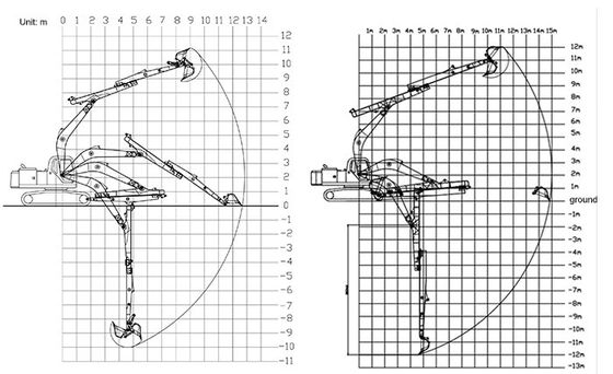 Excavator Long Arm Excavator Sliding Arm Long Reach 12m 16m untuk ZX490
