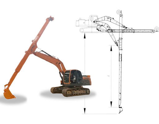 Excavator teleskopik lengan teleskopik boom dengan ember standar untuk menggali