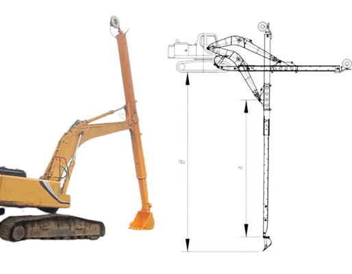 Long Reach Project Excavator Telescopic Arm Dengan Standard Bucket Clamshell Bucket