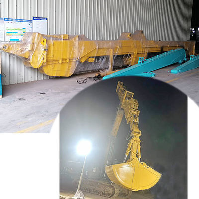 Excavator Telescopic Arm With Clamshell Bucket For Digging Foundation (Telapak Teleskop Excavator Dengan Ember Clamshell Untuk Penggalian)