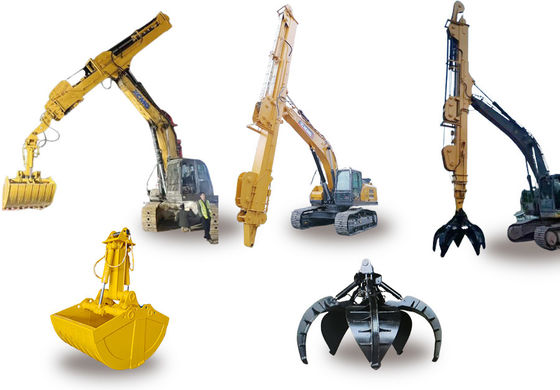 Excavator Long Reach Stick Boom And Arm Dengan Clamshell Ember Dengan Gigi