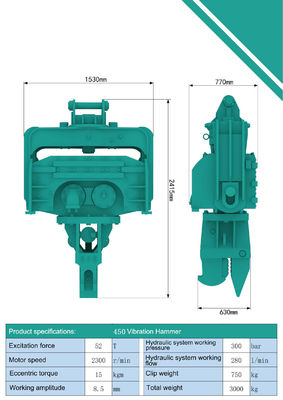 Excavator Vibration Hammer Excavator Vibratory Pile Driver Untuk Hitachi